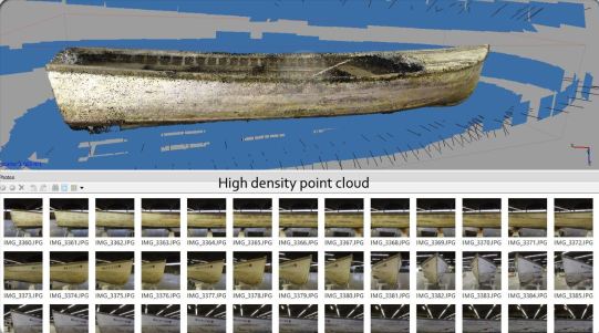 Photoscan takes dozens of photos of same object and maps individual points in relation to other points on the boat